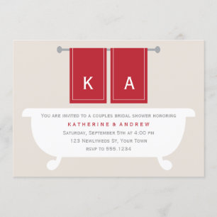 His and Hers Towels Bridal Shower {red} Invitation