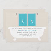 His and Hers Towels Bridal Shower {teal} Invitation (Front/Back)