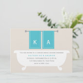 His and Hers Towels Bridal Shower {teal} Invitation (Standing Front)