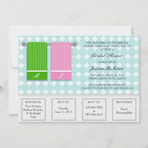 His and Hers Towels Modern Bridal Shower Invitation