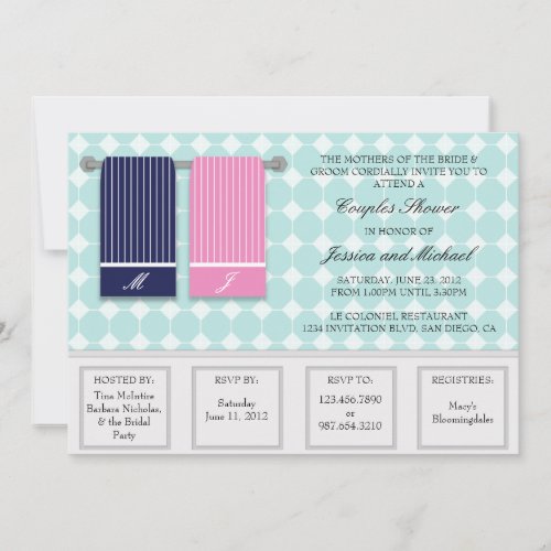 His and Hers Towels Modern Couples Shower Invitation