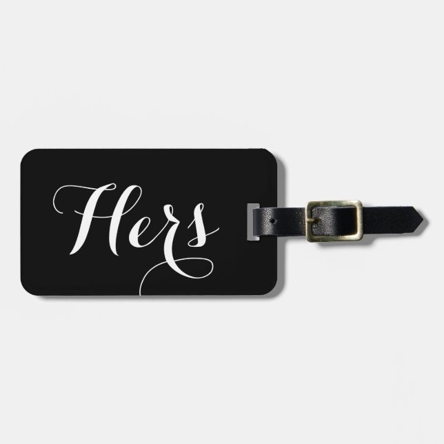 His and hers travel luggage tag for wedding couple (Front Horizontal)