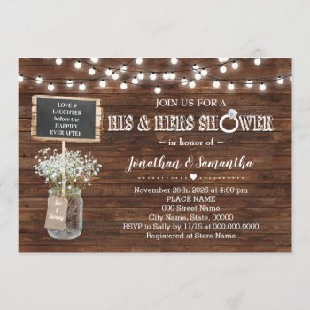 His And Hers Wedding Shower Rustic Barn Invitation by Designsplusmore at Zazzle