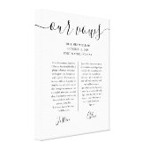 His And Hers Wedding Vows Black And White Script Canvas Print | Zazzle