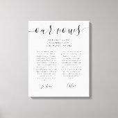 His And Hers Wedding Vows Black And White Script Canvas Print | Zazzle