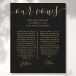 His And Hers Wedding Vows Black Gold Script Canvas<br><div class="desc">This chic wedding keepsake gift can be personalized with your special wedding day vows. Designed by Thisisnotme©</div>