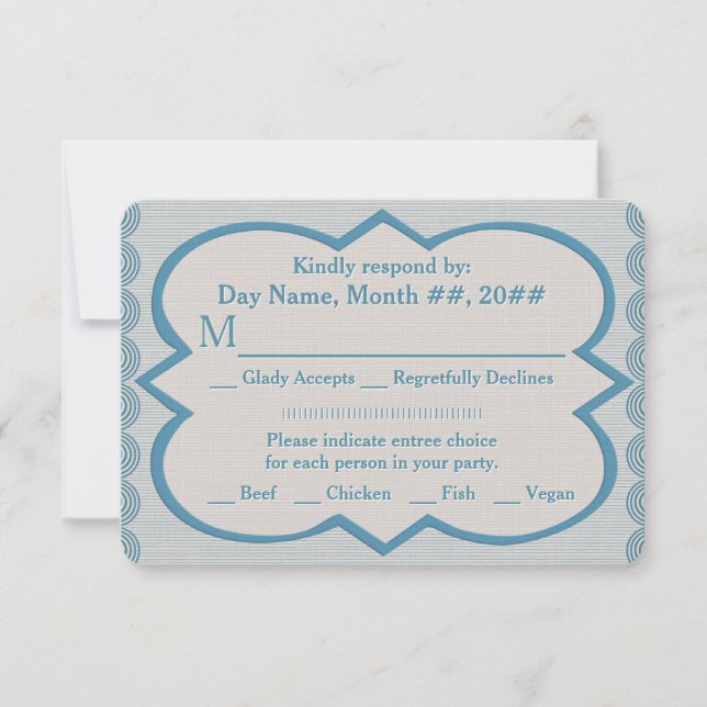 His and His Blue Oxford Pinstripe RSVP Card (Front)