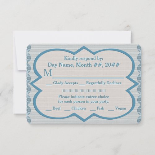 His and His Blue Oxford Pinstripe RSVP Card