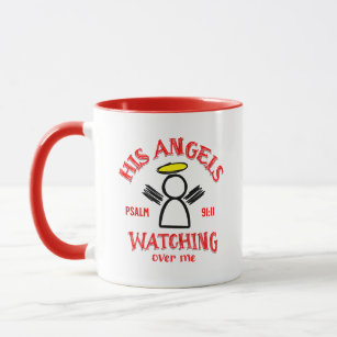 HIS ANGELS WATCHING OVER ME Mug - Red Trim