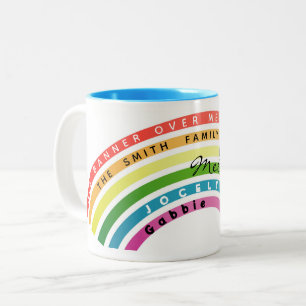 His Banner Over Me Is Love Family Rainbow Two-Tone Coffee Mug