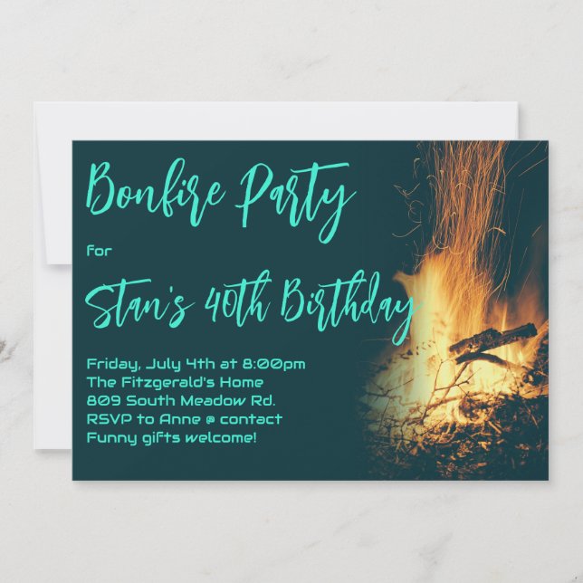 His Birthday Backyard Bonfire Party Invitation (Front)