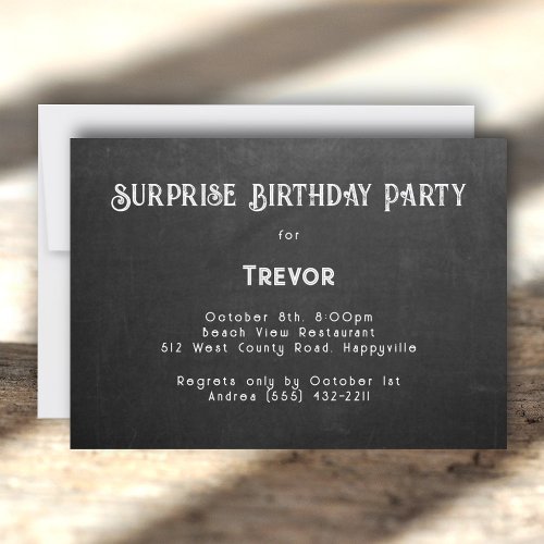 His Birthday Party Black Chalkboard Invitation