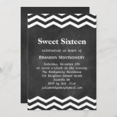 His Chalkboard & White Chevron Sweet 16 Invitation (Front/Back)