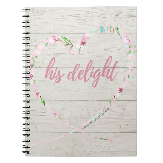His Delight Notebook (light wood background) (Front)