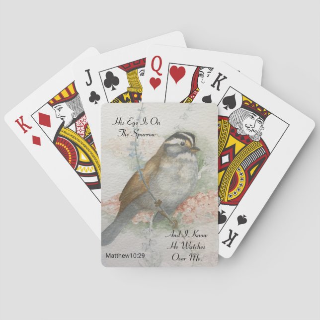 His Eye Is On The Sparrow Bible Quote Poker Cards (Back)