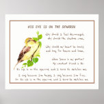 His Eye Is On The Sparrow Comforting Hymn Art Post Poster at Zazzle