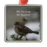 His eye is on the sparrow, pendant metal ornament