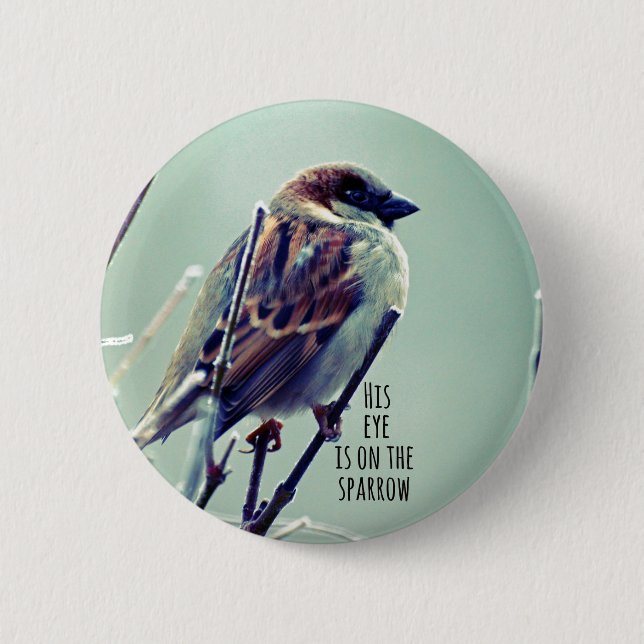 HIs eye is on the Sparrow Pinback Button (Front)