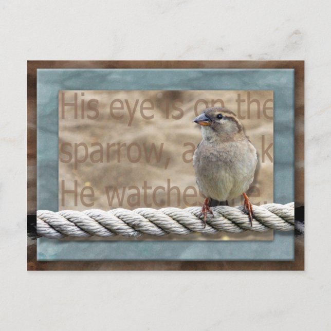His Eye is on the Sparrow Postcard (Front)