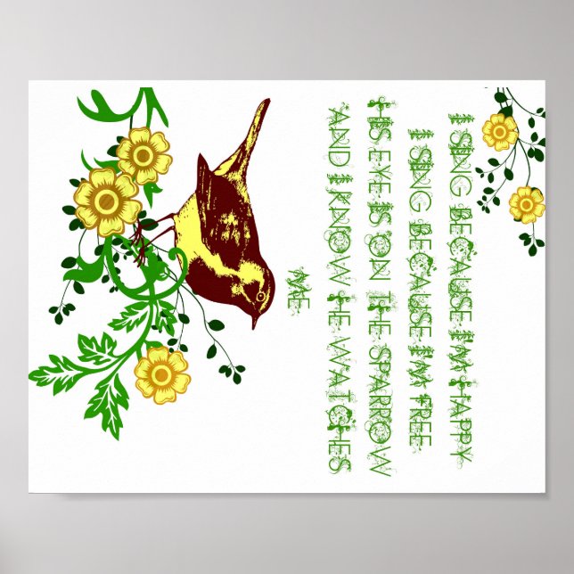 His Eye is On the Sparrow Poster Bird Hymn (Front)