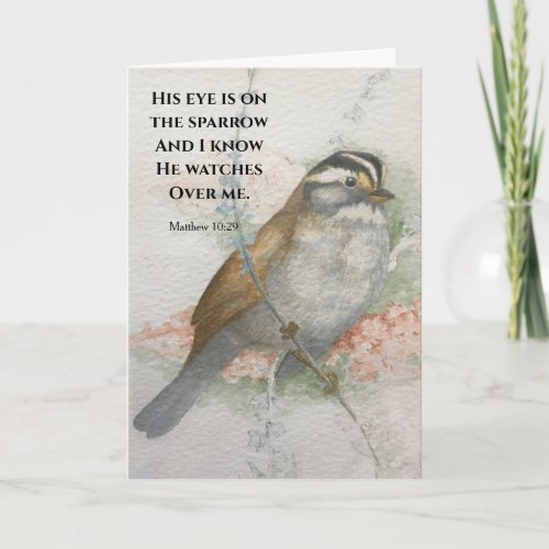 His Eye Is On The Sparrow Sympathy Bible Quote Card