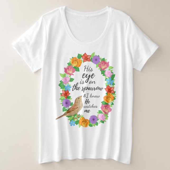 His Eye is on the Sparrow Women's Plus Size Top (Design Front)