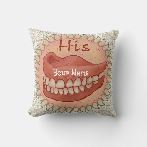 His False Teeth Throw Pillow