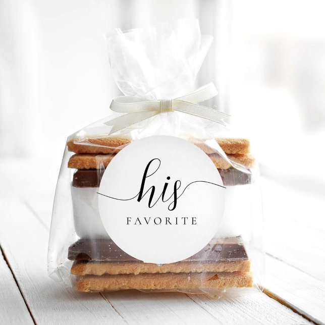 His Favorite Сalligraphic Favor Gift Classic Round Sticker (Creator Uploaded)