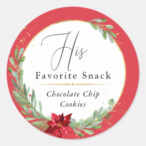 His Favorite Christmas Wedding Favor Red Classic Round Sticker