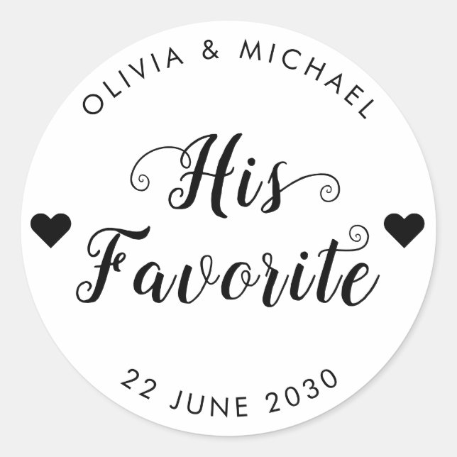 His Favorite Groom Label Wedding Party Favor Bag (Front)