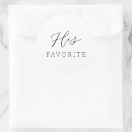His Favorite Modern Script Calligraphy Classic Round Sticker