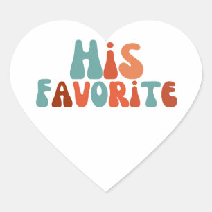 His Favorite Retro Groovy Colorful Wedding Favor  Heart Sticker