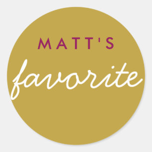 "His" Favorite Snack Magenta Gold Classic Round Sticker