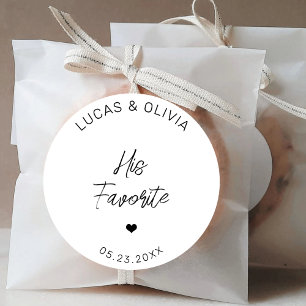 His Favorite Wedding Candy Favor Bridal Shower Classic Round Sticker