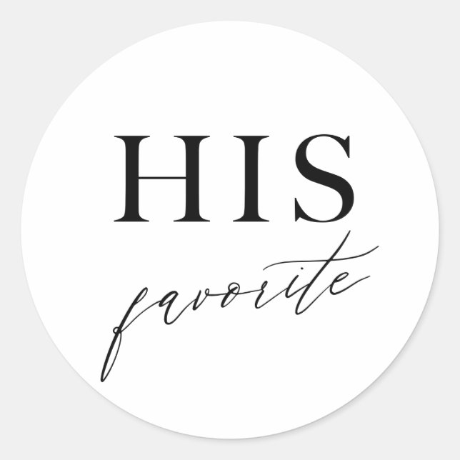 His Favorite Wedding Candy Treat Bag Sticker (Front)
