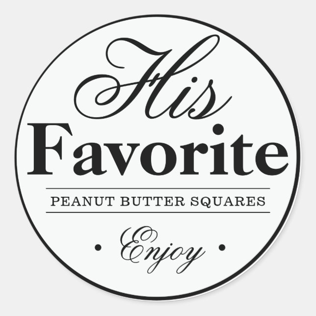 "His Favorite" Wedding Favor Sticker (Front)