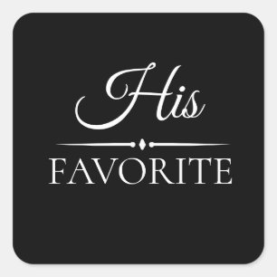 "His Favorite" Wedding Favor Treat Square Sticker