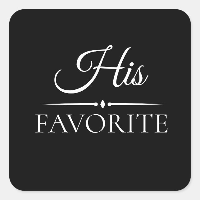 "His Favorite" Wedding Favor Treat Square Sticker (Front)