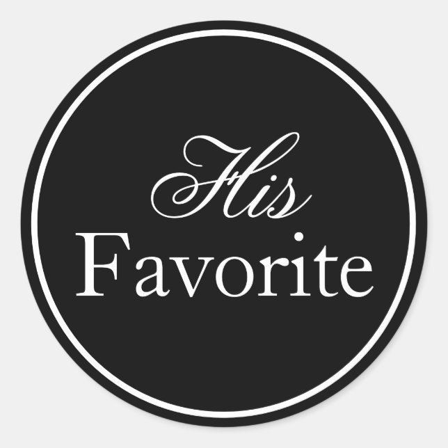"His Favorite" Wedding Sticker Black and White (Front)