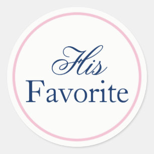 "His Favorite" Wedding Sticker Blush Pink/Navy