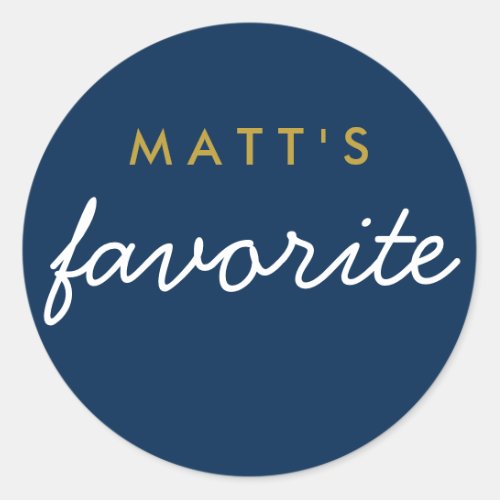 His Favorite Weeding Snack Navy Blue Gold White Classic Round Sticker