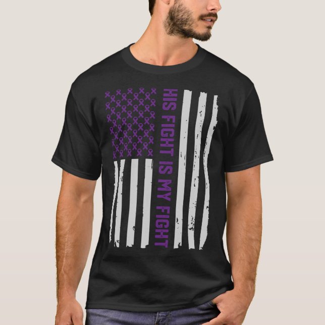 His Fight - American Flag Epilepsy Awareness Shir T-Shirt (Front)