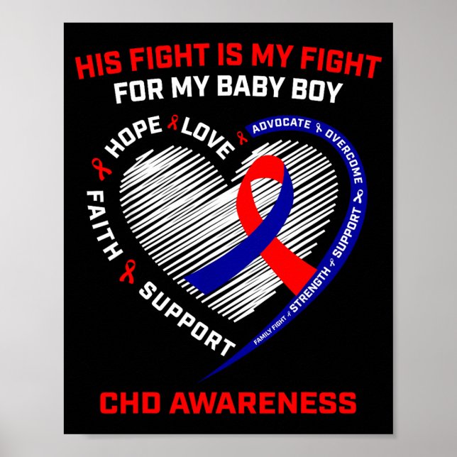 His Fight Baby Boy Son Chd Awareness Heart Disease Poster (Front)