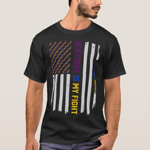 His Fight _ Bladder Cancer Awareness American Flag T_Shirt