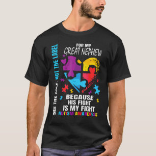 His Fight Blue Great Nephew Autism Awareness Aunt  T-Shirt