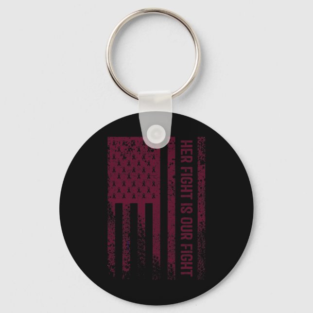 His Fight Is My Fight Brain Aneurysm Awareness Fig Keychain (Front)