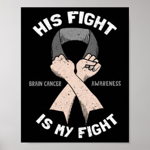 His Fight Is My Fight Brain Tumor Gray Ribbon Poster