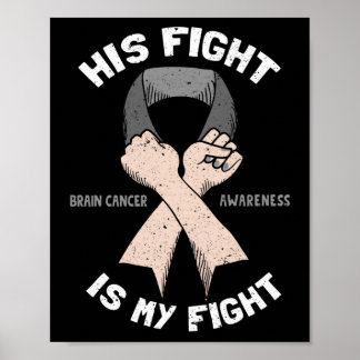 His Fight Is My Fight  Brain Tumor Gray Ribbon Poster