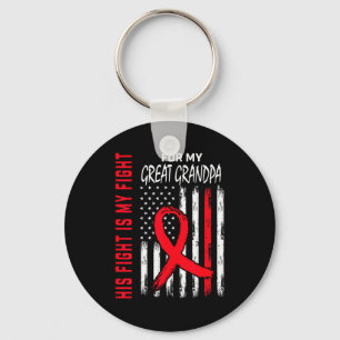 His Fight Is My Fight Great Grandpa Heart Disease Keychain