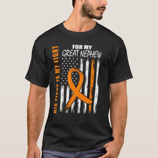 His Fight Is My Fight Great Nephew Leukemia Awaren T-Shirt (Front)